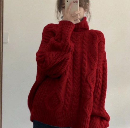 ニットセーター レディース セーター ニット トップス 長袖 ハイネック タートルネック ケーブル編み ルーズシルエット プルオーバー カジュアル お出かけ おしゃれ 暖かい 女性