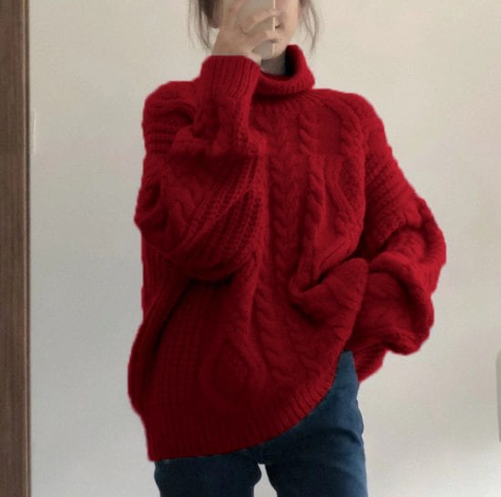 ニットセーター レディース セーター ニット トップス 長袖 ハイネック タートルネック ケーブル編み ルーズシルエット プルオーバー カジュアル お出かけ おしゃれ 暖かい 女性