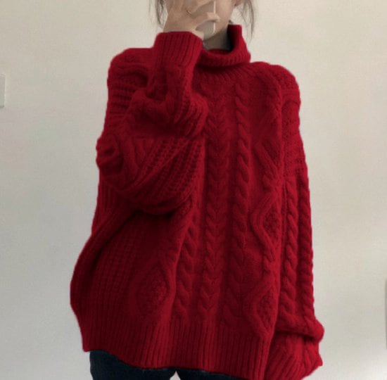 ニットセーター レディース セーター ニット トップス 長袖 ハイネック タートルネック ケーブル編み ルーズシルエット プルオーバー カジュアル お出かけ おしゃれ 暖かい 女性