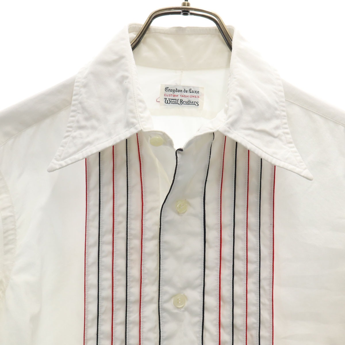 Croydon de Luxr Woolf Brothers 60s ヴィンテージ 長袖 フリル シャツ ホワイト メンズ 古着_4