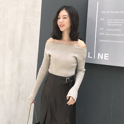 2色 * ON&OFFショルダーロングスリーブニットシャツ 0757 2色 * ON&OFFショルダーロングスリーブニットシャツ 0757