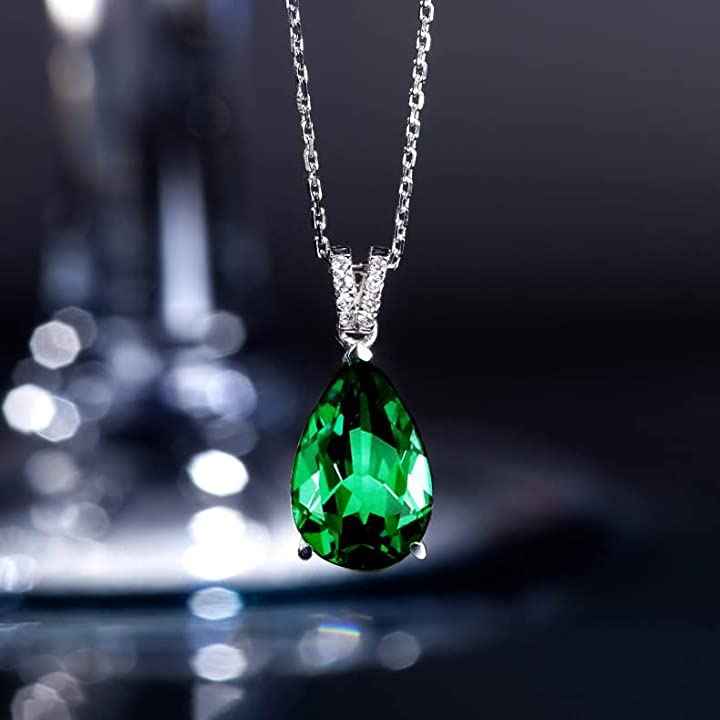 誕生石 LUCKY レディース 925シルバー ネックレス ペンダント(5月 誕生石 合成エメラルド) 誕生石 LUCKY レディース 925シルバー ネックレス ペンダント(5月 誕生石 合成エメラルド)