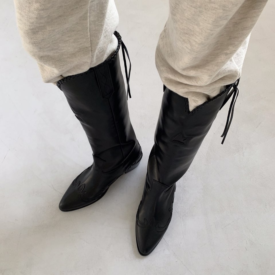 Cherrys Cake 韓国ウェスタンブーツ ファッション/ブラック Cherrys Cake 韓国ウェスタンブーツ ファッション/ブラック