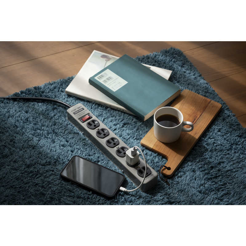 ファーゴ　STEEL TAP AC6個口 2M ［2.0m /6個口 /スイッチ付き(一括)］ ライトグレー　CT620LGY