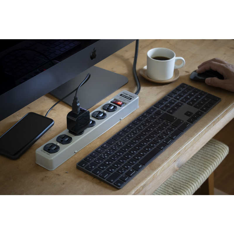 ファーゴ　STEEL TAP AC6個口 2M ［2.0m /6個口 /スイッチ付き(一括)］ ライトグレー　CT620LGY