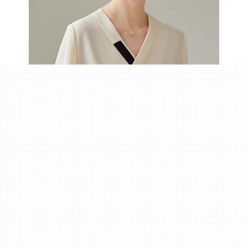 人気新作フランス式職業シャツ女性デザイン感2024春装新気質ゆるいvネックシャツ長袖ブラウスシアーシャツ