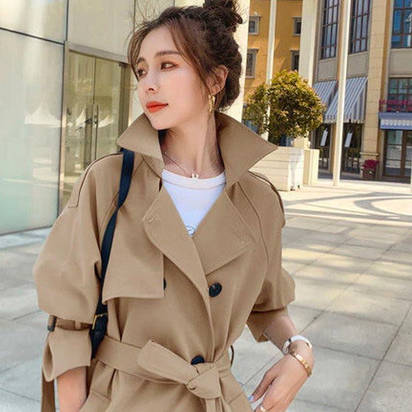 大きいサイズ トレンチコート スプリングコート レディース ベルト付き 長袖 秋 コート アウター ロング ジャケット カジュアル ロング ゆったり ボタン 防風