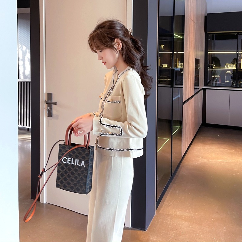 パンツ ボトムス ニット カーディガン セットアップ レディース ロングパンツ ワイドパンツ ロング フルレングス 長袖 ラウンドネック ノーカラー ワイド フレア ポケット 前開き 大人可愛い