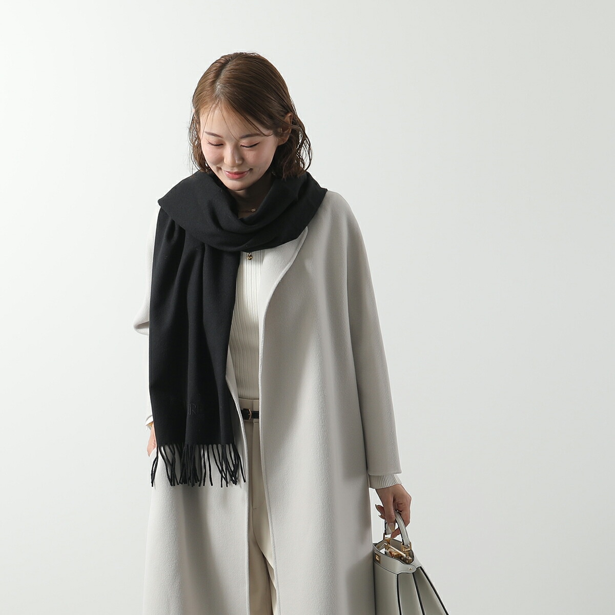 SAINT LAURENT サンローラン マフラー 748959 3Y201 レディース メンズ カシミヤ ストール スカーフ フリンジ ロゴ 刺繍 1060 SAINT LAURENT サンローラン マフラー 748959 3Y201 レディース メンズ カシミヤ ストール スカーフ フリンジ ロゴ 刺繍 1060