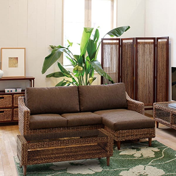 リゾート風カウチ Qoo10] アジアンリゾート風カウチソファ 3人掛ソ