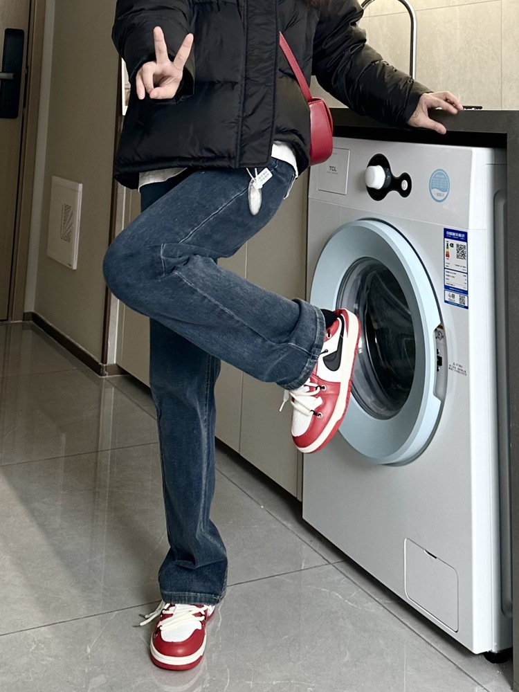 ハイウエストストレートジーンズ女性小さい新しい緩い薄い狭lいズボン ハイウエストストレートジーンズ女性小さい新しい緩い薄い狭lいズボン