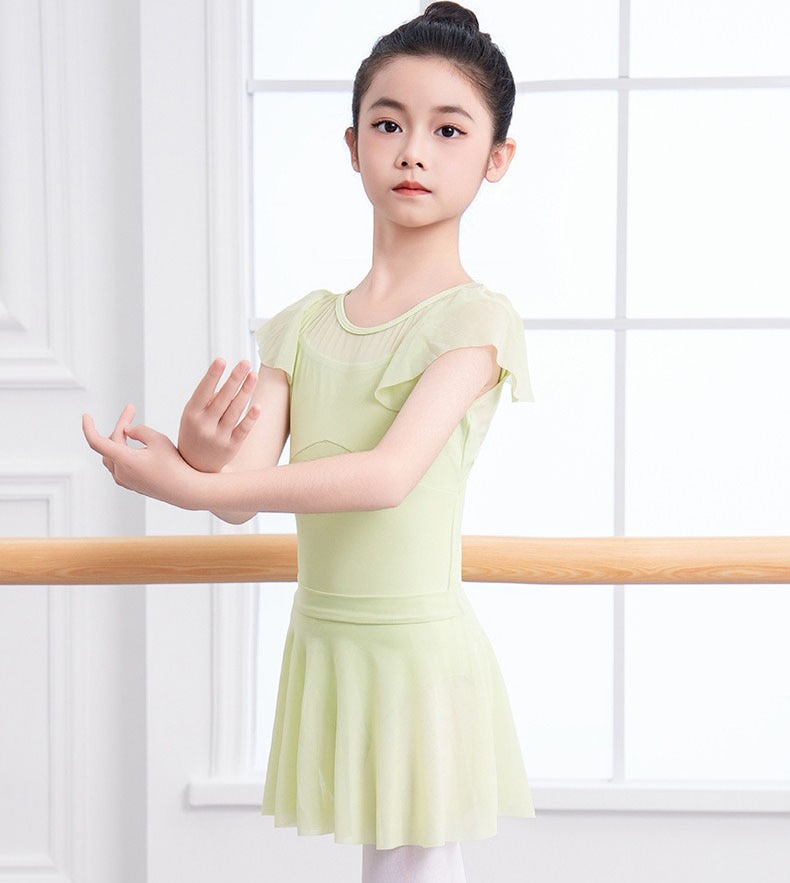 バレエレオタード 2点セット バレエ 子供用 半袖 スカート付き バレエ衣装 子供用 女の子 スナップボタン キッズウェア 体操 ダンス 練習服 ステージ衣装 シンプル レッスン着 ピンク パープル