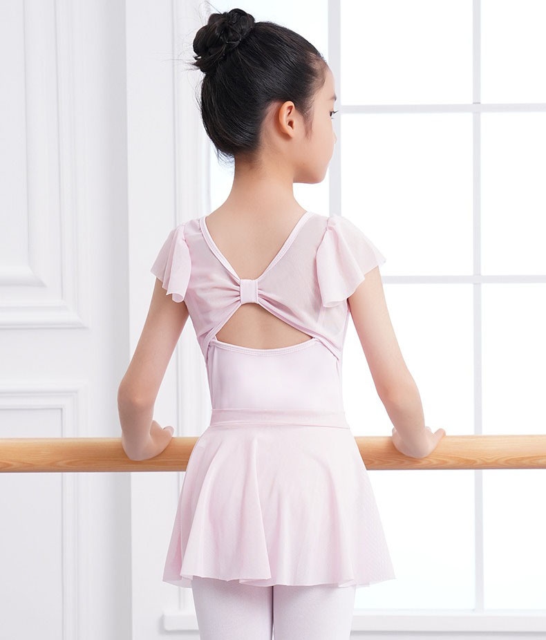 バレエレオタード 2点セット バレエ 子供用 半袖 スカート付き バレエ衣装 子供用 女の子 スナップボタン キッズウェア 体操 ダンス 練習服 ステージ衣装 シンプル レッスン着 ピンク パープル