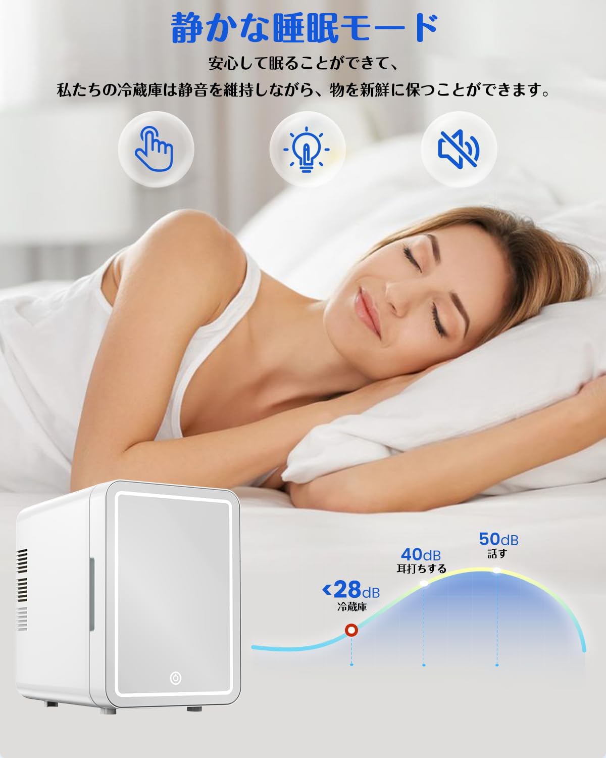 SEASAND スキンケア冷蔵庫 ミニ冷蔵庫 6L 小型 冷温庫 ポータブル 室内車載両用 省エネ 保冷保温ボックス AC・DC給電コード付属 (ホワイト)