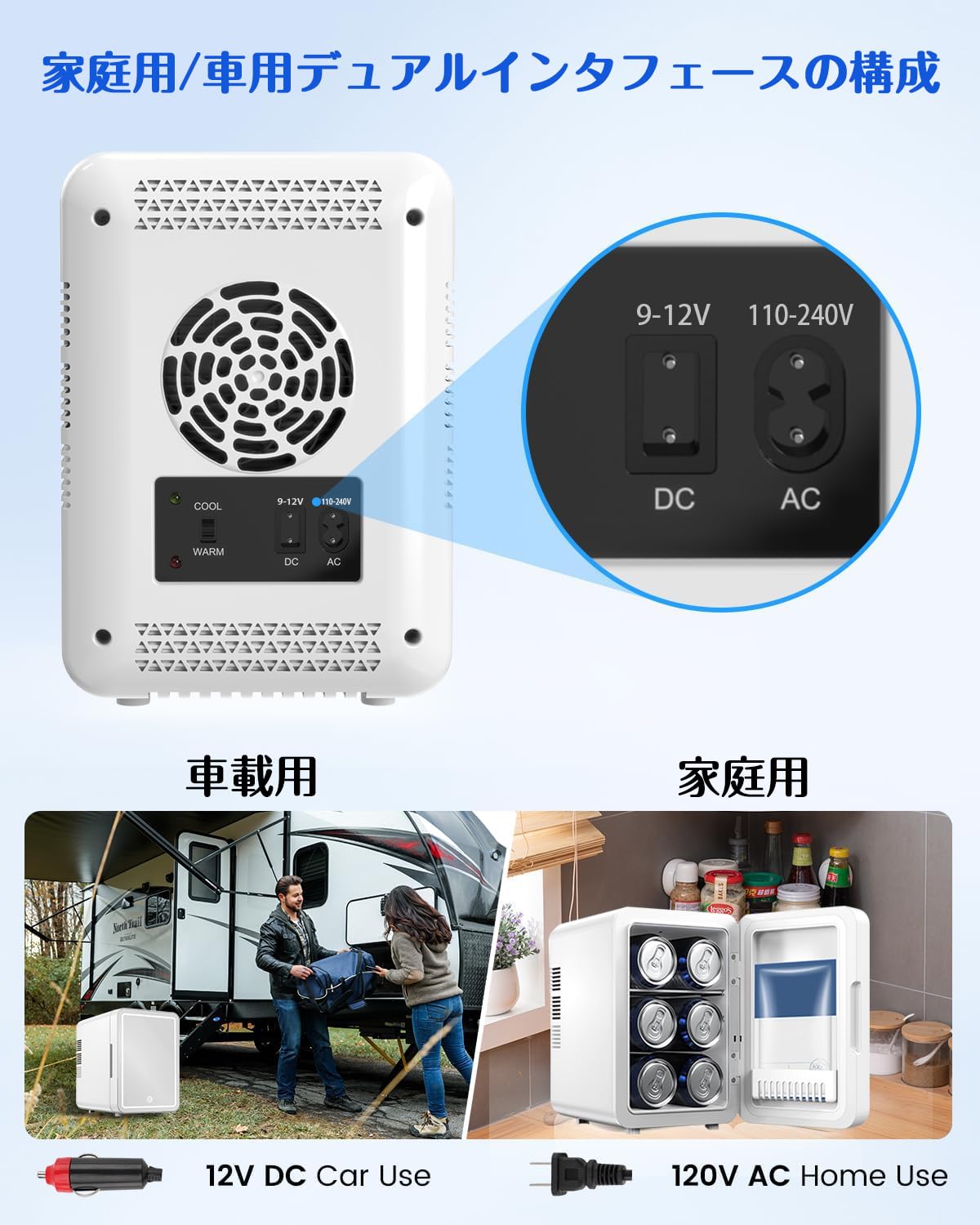 SEASAND スキンケア冷蔵庫 ミニ冷蔵庫 6L 小型 冷温庫 ポータブル 室内車載両用 省エネ 保冷保温ボックス AC・DC給電コード付属 (ホワイト)