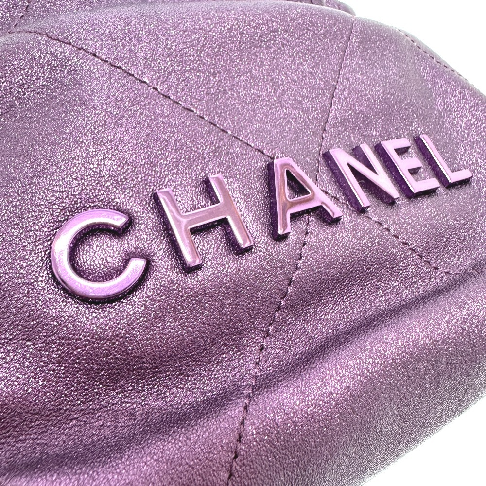 ショルダーバッグ AS3980 CHANEL22 ラメ オールパープル 2WAYバッグ チェーンバッグ カバン 肩掛け レザー パープル