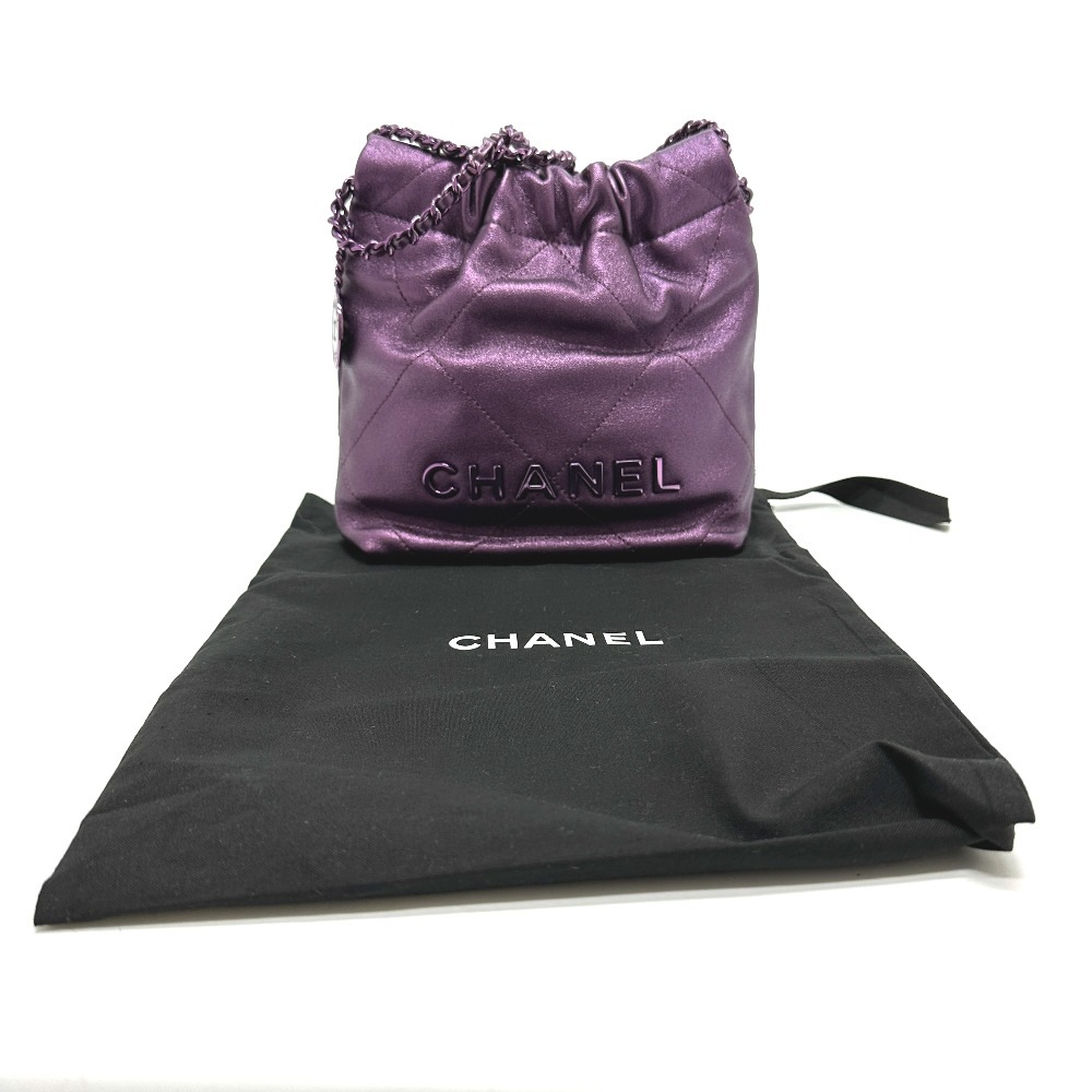 ショルダーバッグ AS3980 CHANEL22 ラメ オールパープル 2WAYバッグ チェーンバッグ カバン 肩掛け レザー パープル