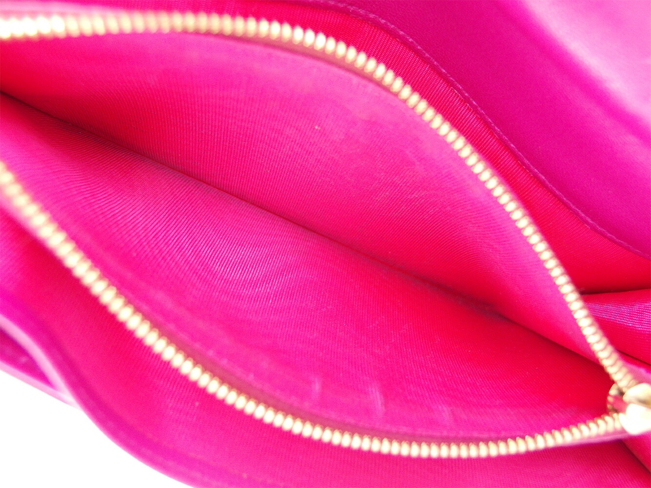 長財布 ファスナー付き 財布 リボン ピンク ゴールド系 中古