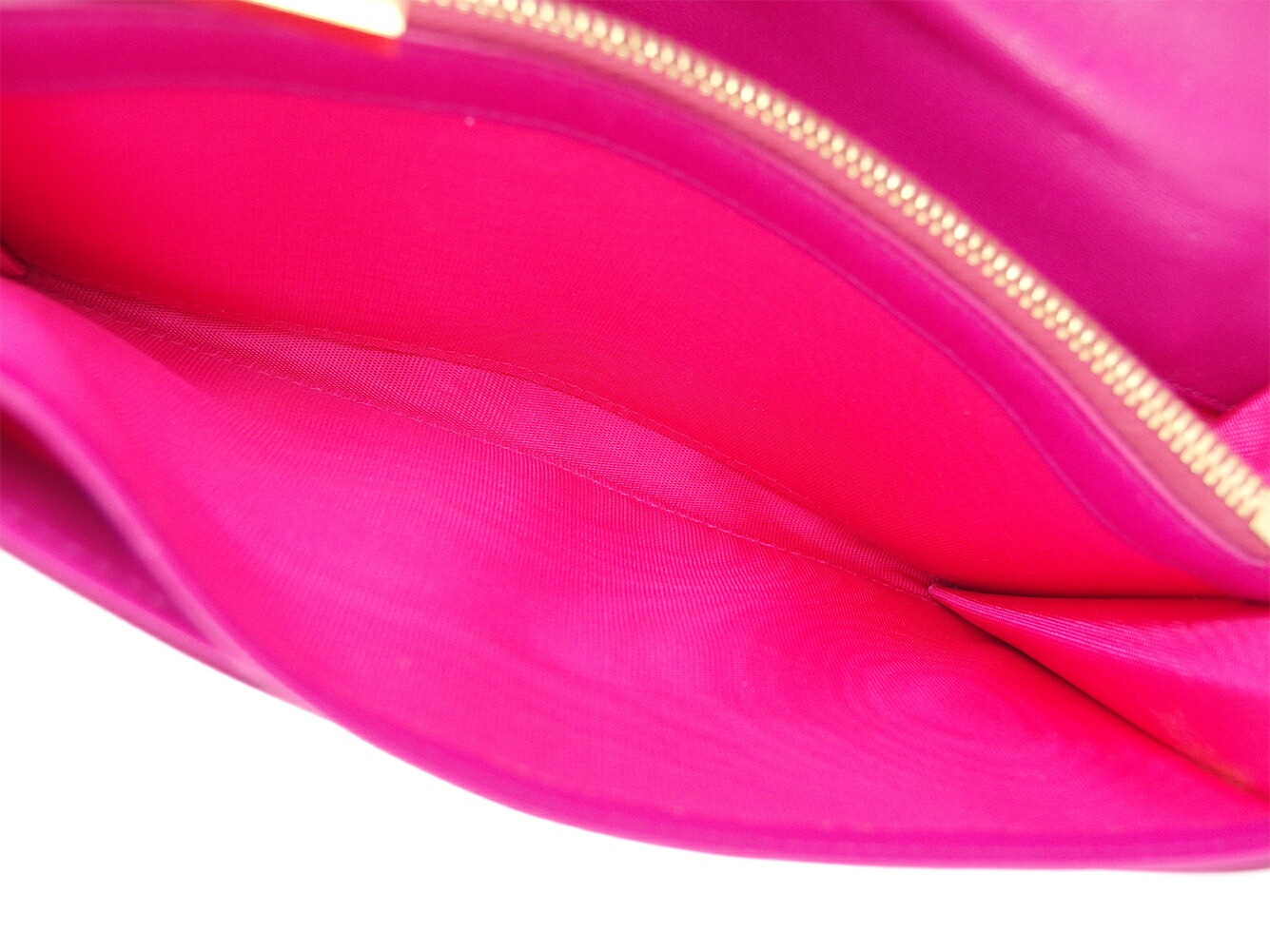 長財布 ファスナー付き 財布 リボン ピンク ゴールド系 中古