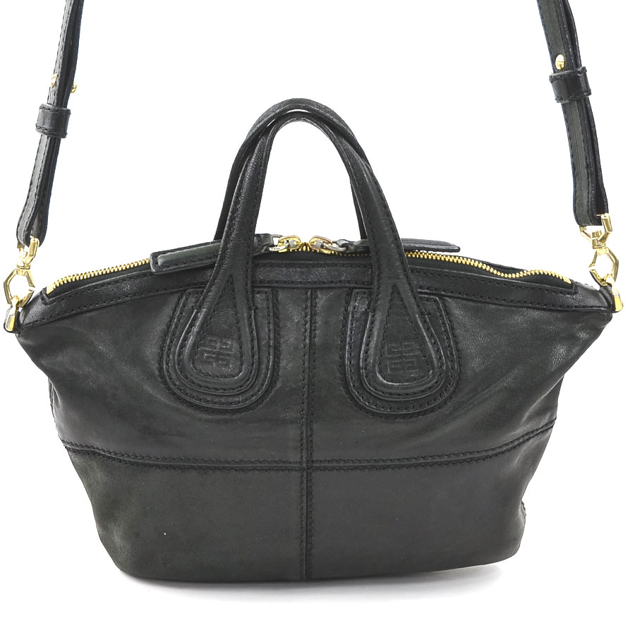 ジバンシィ GIVENCHY ハンドバッグ 斜め掛けショルダーバッグ ナイチンゲール レザー ブラック ゴールド レディース e59713a