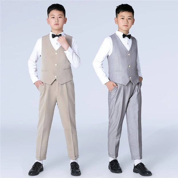 子スーツ卒業式演奏会用結婚式フォーマルキッズスーツジュニア七五三ピアノ発表会入学式制服入園式5点セットベージュグレー男の子3040506070cmdt575c