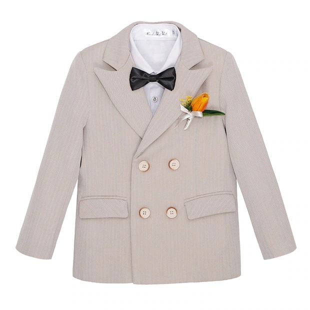 子スーツ卒業式演奏会用結婚式フォーマルキッズスーツジュニア七五三ピアノ発表会入学式制服入園式5点セットベージュグレー男の子3040506070cmdt575c