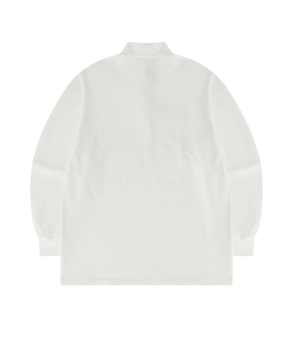 【KASHIKO】[UNISEX] AESTHETIC COLLAR RUGBY SHIRTS : WHITE