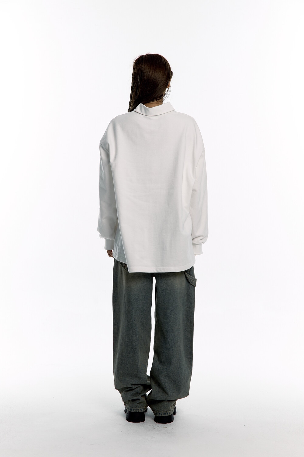 【KASHIKO】[UNISEX] AESTHETIC COLLAR RUGBY SHIRTS : WHITE