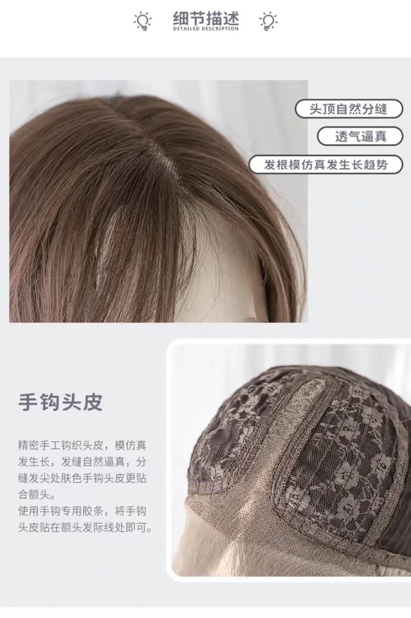 フロントレースフルハンドウィービングトップハートウィッグ 女性用ロングカーリーヘア やや巻き気質ウィッグ