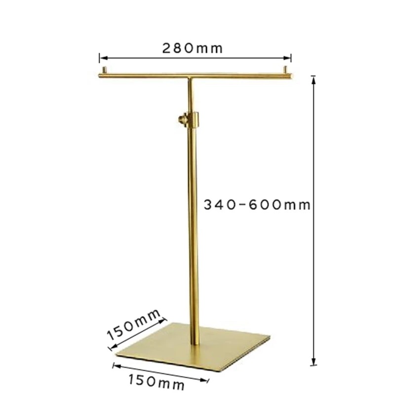 納期21日高品質金属 t 字型シルバーゴールド多機能テーブルデスク収納棚ジュエリー絹のスカーフネクタイ表示調整可能な高さ