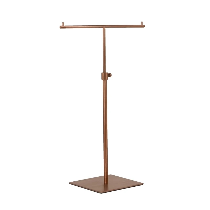 納期21日高品質金属 t 字型シルバーゴールド多機能テーブルデスク収納棚ジュエリー絹のスカーフネクタイ表示調整可能な高さ