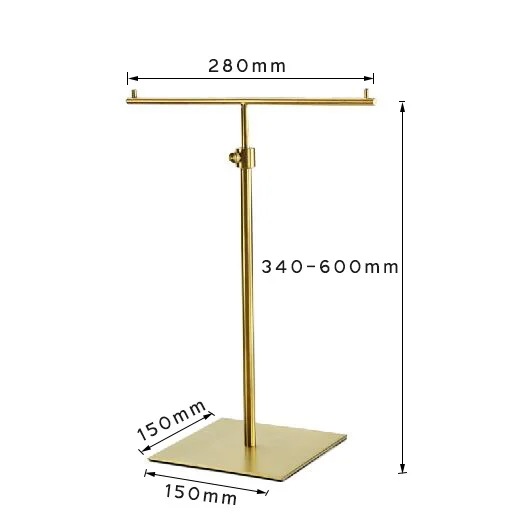 納期21日高品質金属 t 字型シルバーゴールド多機能テーブルデスク収納棚ジュエリー絹のスカーフネクタイ表示調整可能な高さ
