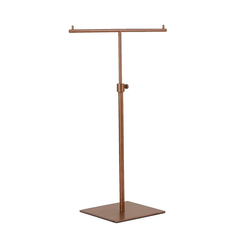 納期21日高品質金属 t 字型シルバーゴールド多機能テーブルデスク収納棚ジュエリー絹のスカーフネクタイ表示調整可能な高さ