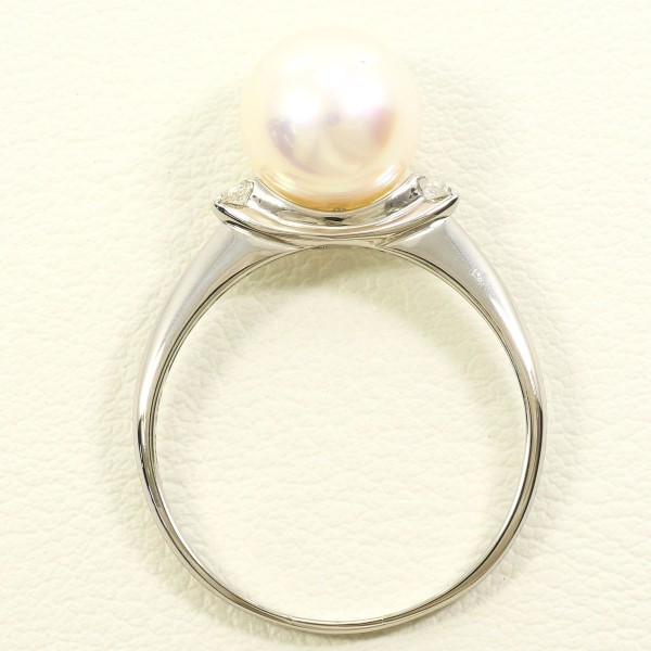 K18 18金 WG リング 15号 パール(真珠) 約9mm ダイヤ 0.05 中古 K18 18金 WG リング 15号 パール(真珠) 約9mm ダイヤ 0.05 中古