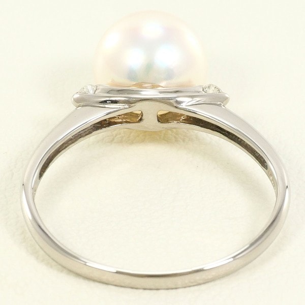K18 18金 WG リング 15号 パール(真珠) 約9mm ダイヤ 0.05 中古 K18 18金 WG リング 15号 パール(真珠) 約9mm ダイヤ 0.05 中古