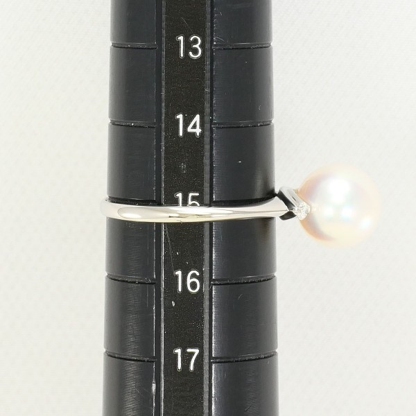 K18 18金 WG リング 15号 パール(真珠) 約9mm ダイヤ 0.05 中古 K18 18金 WG リング 15号 パール(真珠) 約9mm ダイヤ 0.05 中古