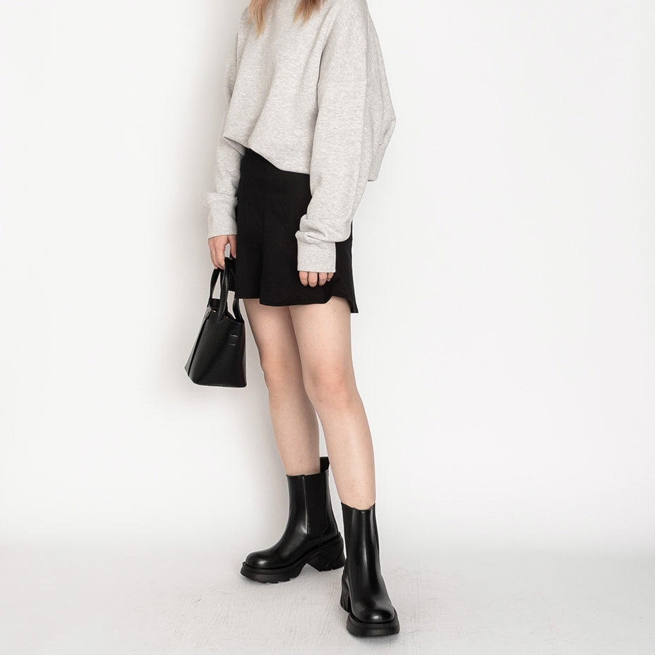 サイドゴアブーツ レディース 厚底 ミドルブーツ カジュアルブーツ シンプル 美脚 7.5cm ブーツ スタイルアップ 歩きやすい アンクルブーツ 黒 ブラック