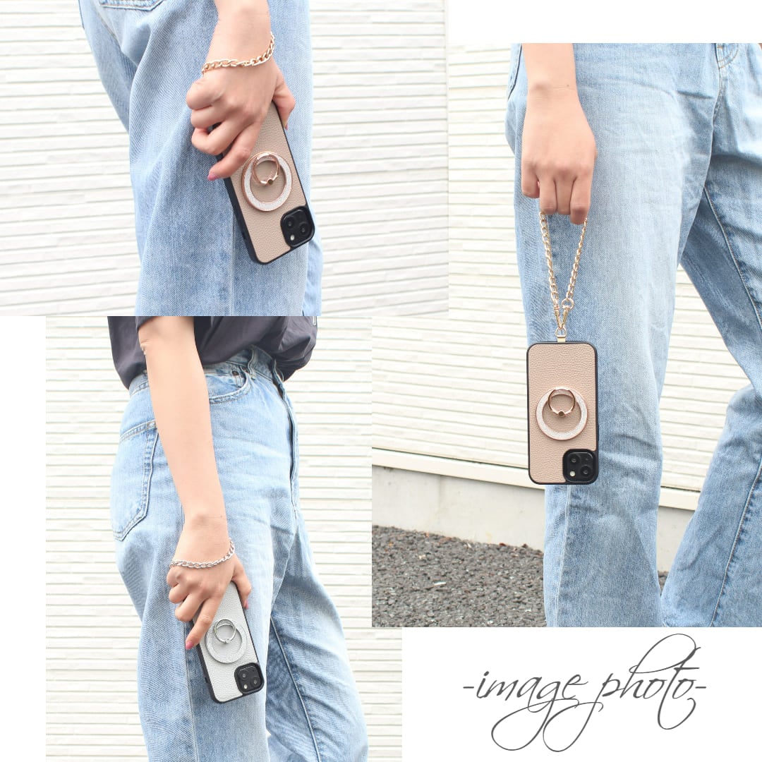 iphone16 ケース リング付き magsafe チェーンストラップ iphone16e iphone16Pro レザー iphone16Plus マグセーフ対応 iphone16ProMAX