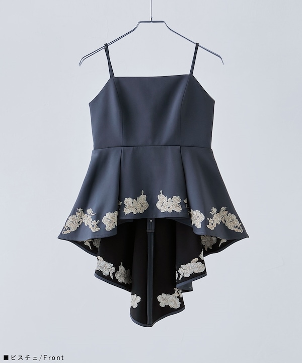 【etoll.】刺繍ペプラムビスチェ＆Iラインドレスセットアップ 刺繍ペプラムビスチェ＆Iラインドレスセットアップ（ドレス