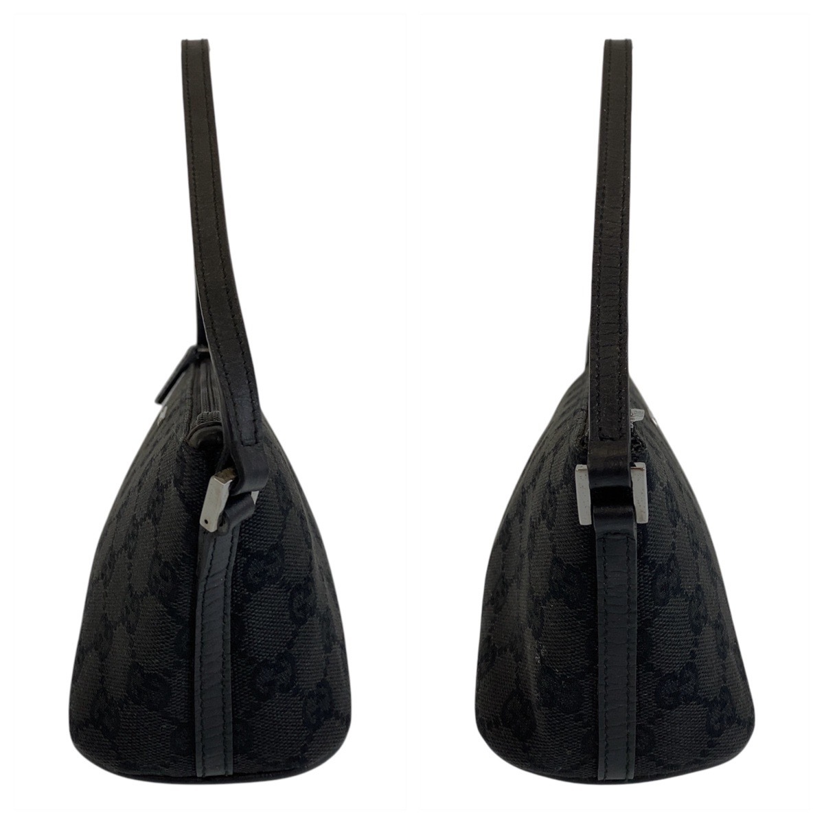 美品 ブラック 黒 GGキャンバス/レザー 07198 ハンドバッグ