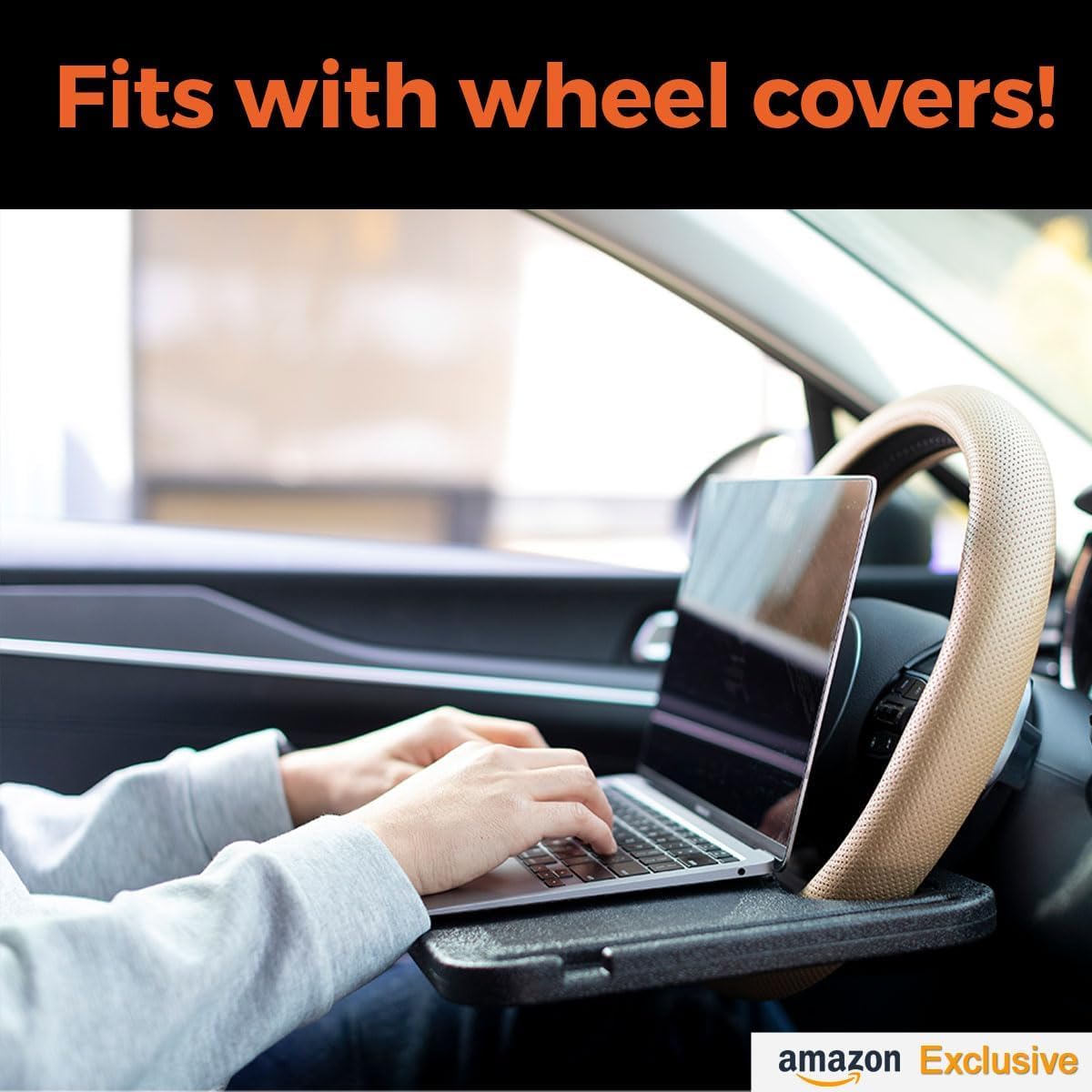 2-in-1 Car Steering Wheel Tray - Steering Wheel Desk for Laptop Multipurpose Car Table for