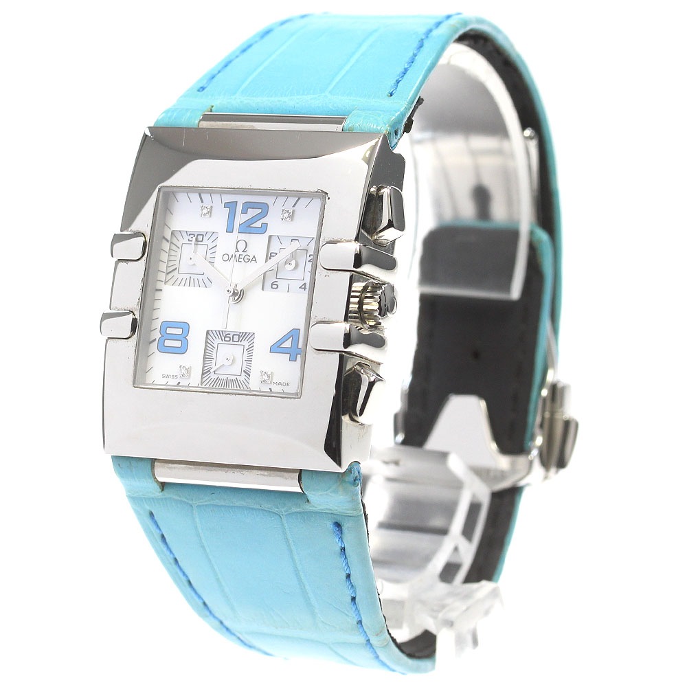 オメガ OMEGA 1841.76.61 コンステレーション クアドラ 4Pダイヤ クロノグラフ クォーツ レディース 箱・保証書付き_831650【中古】