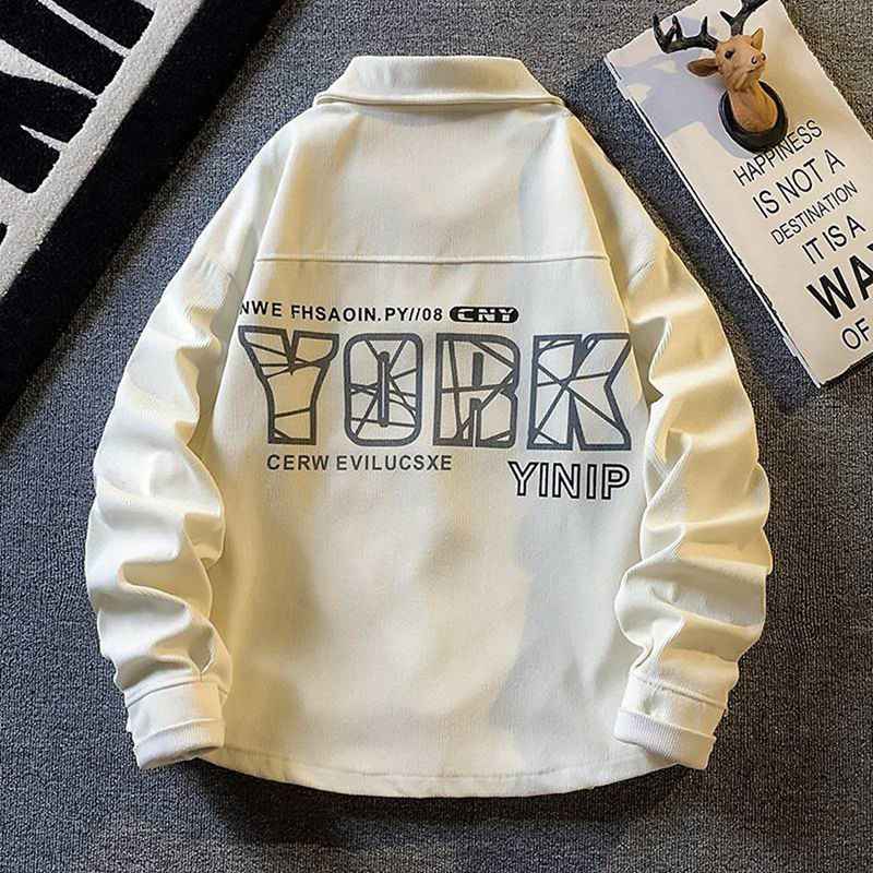 コーデュロイシャツ 長袖 開襟ジャケット メンズ 韓国風 おしゃれ パッチワーク 英字柄 ストリート 春秋 カジュアル シャツジャケット 開襟 スポーツ アウトドア