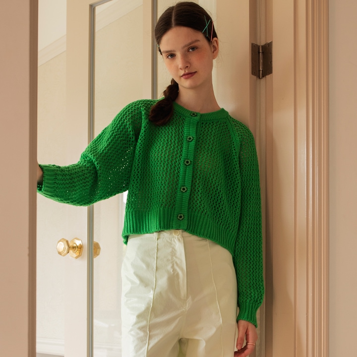 [rocci rocci] Flower Button Net Cardigan