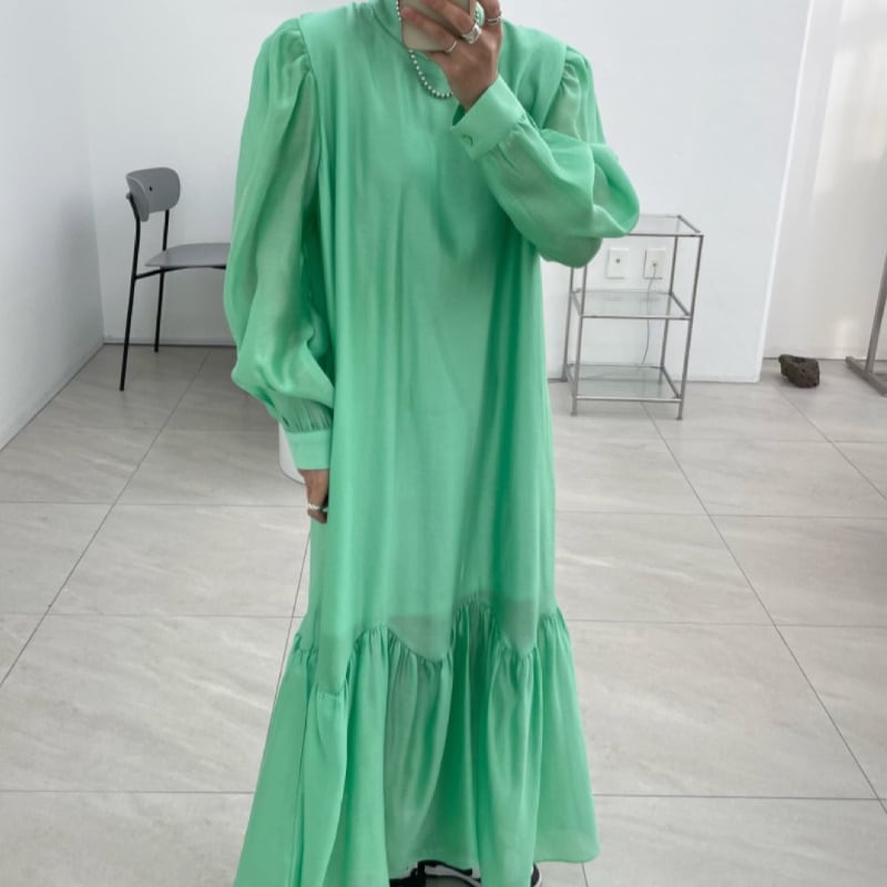 2color レディース ワンピース ピンク グリーン 大人可愛い きれいめ 大人 上品 おしゃれ