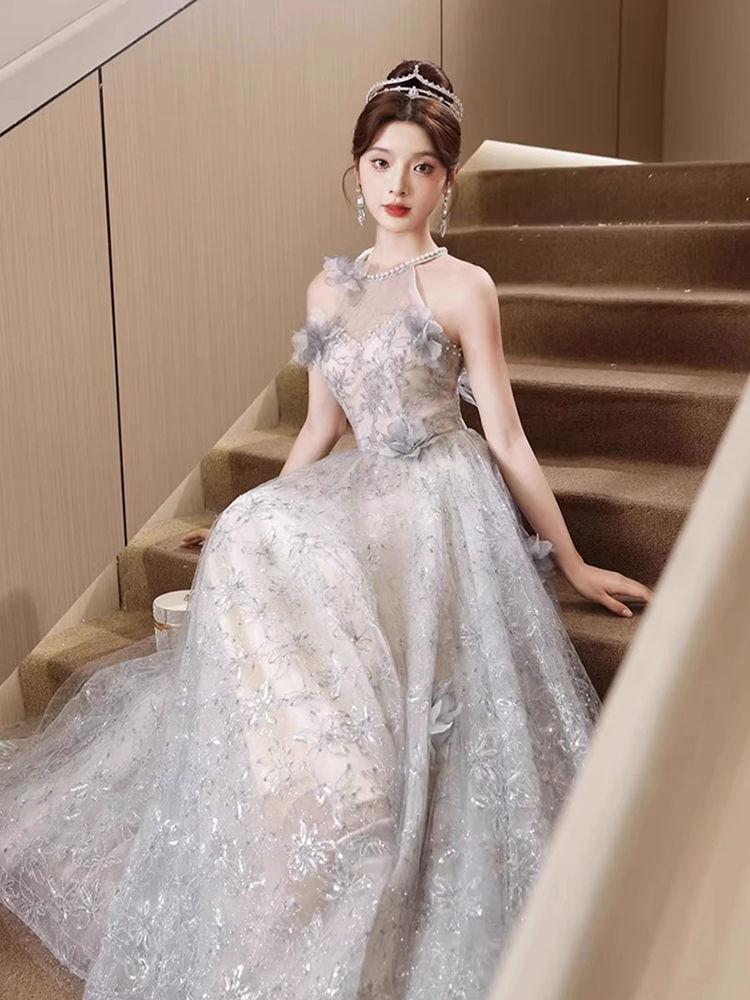 ハングネックイブニングドレス 2024 ボーカルアート試験ディナーホスト感 ハングネックイブニングドレス 2024 ボーカルアート試験ディナーホスト感