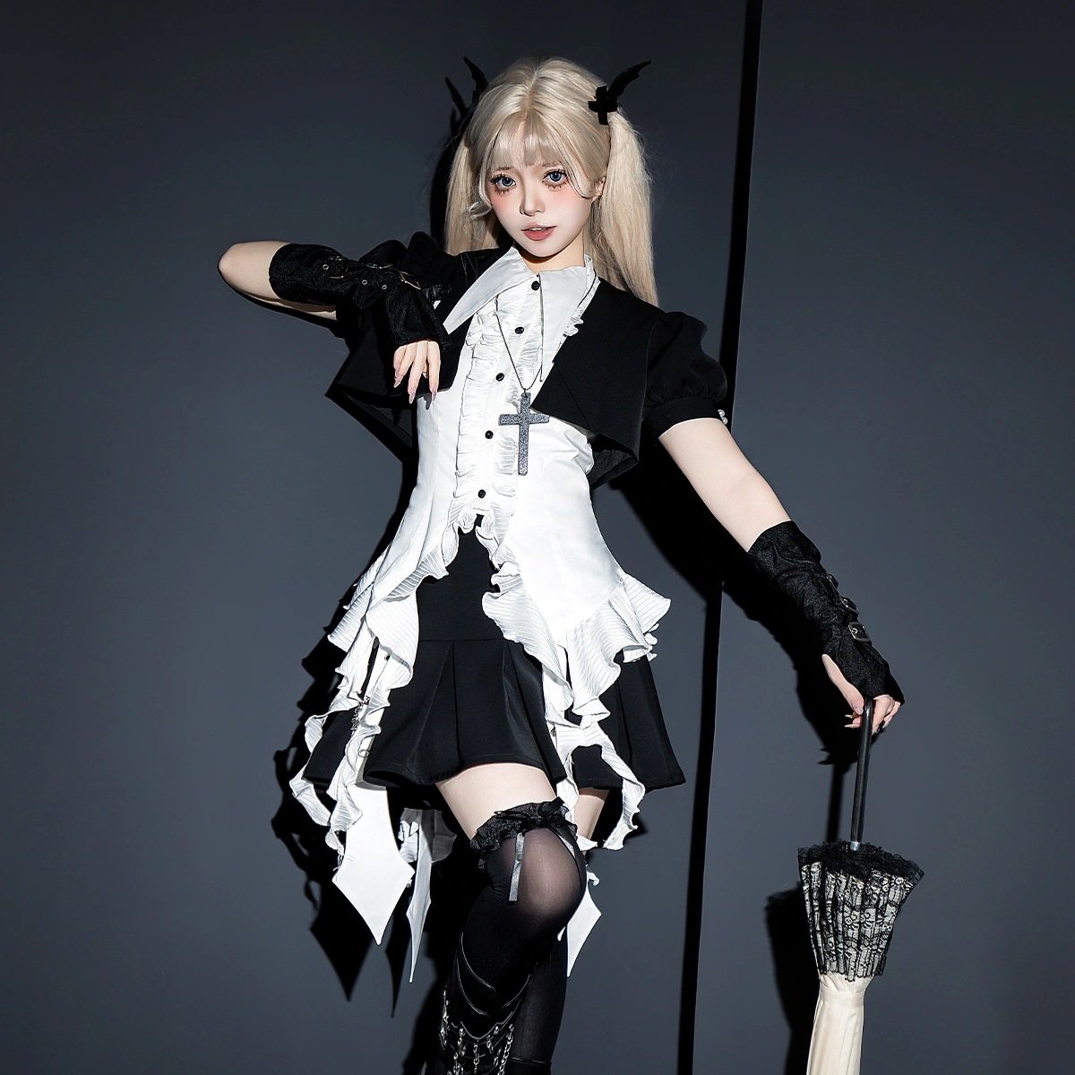 【フルセット】砕宝石lolitaシャツハーフスカート甘酷亜文化パンクロリータセット 【フルセット】砕宝石lolitaシャツハーフスカート甘酷亜文化パンクロリータセット