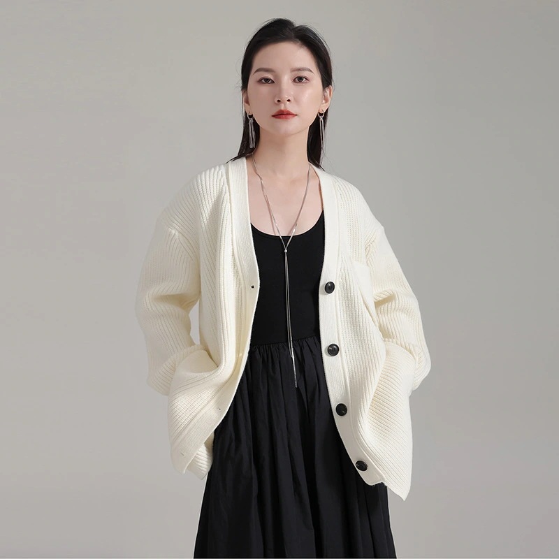 復古的で怠惰なセーターのカーディガンが2024春秋の新ロングニットカーディガン 復古的で怠惰なセーターのカーディガンが2024春秋の新ロングニットカーディガン