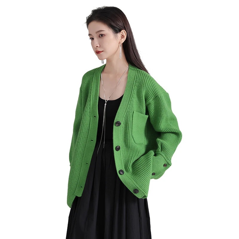 復古的で怠惰なセーターのカーディガンが2024春秋の新ロングニットカーディガン 復古的で怠惰なセーターのカーディガンが2024春秋の新ロングニットカーディガン