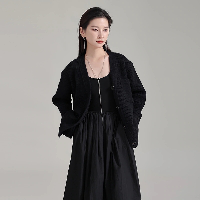 復古的で怠惰なセーターのカーディガンが2024春秋の新ロングニットカーディガン 復古的で怠惰なセーターのカーディガンが2024春秋の新ロングニットカーディガン